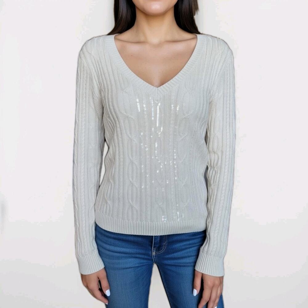 INC Sweater White Size XL SILK & COTTON